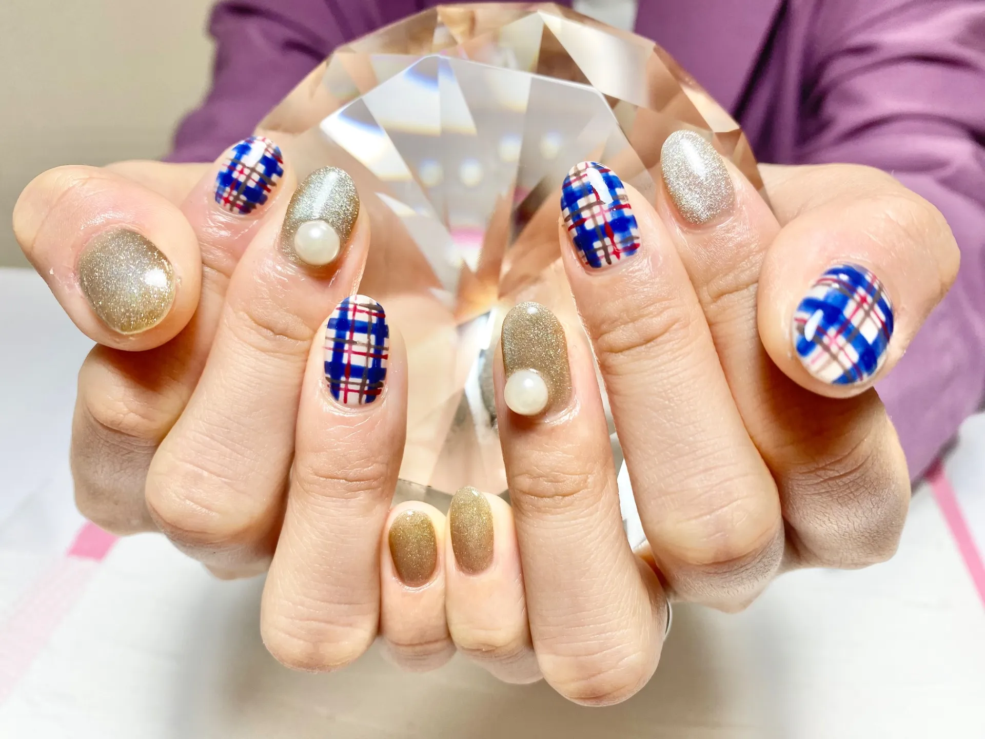 チェックなネイル💙